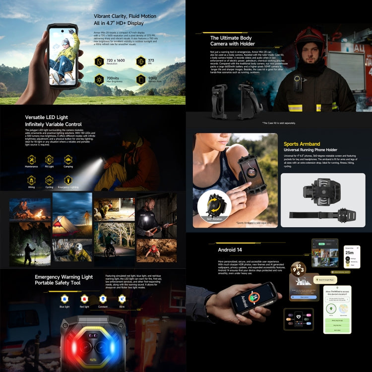 Ulefone Armor Mini 20, Night Vision, 8GB+256GB, IP68/IP69K Rugged Phone, 4.7 inch Android 14 MediaTek Dimensity 6300 Octa Core, Network: 4G, NFC, OTG Ulefone Armor Mini 20, Night Vision, 8GB+256GB, IP68/IP69K Rugged Phone, 4.7 inch Android 14 MediaTek Dimensity 6300 Octa Core, Network: 4G, NFC, OTG
